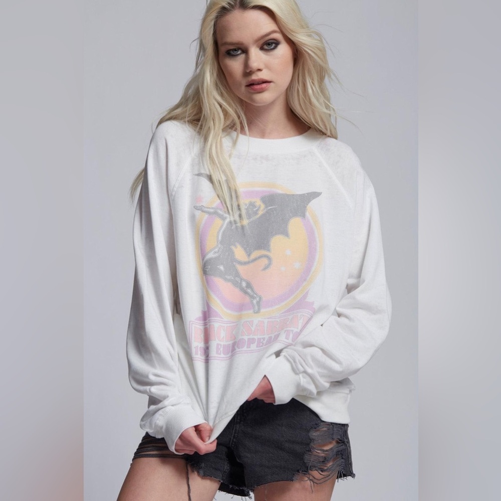 Black Sabbath 1975 Tour Oversized Burnout Sweatshirt RECYCLED KARMA